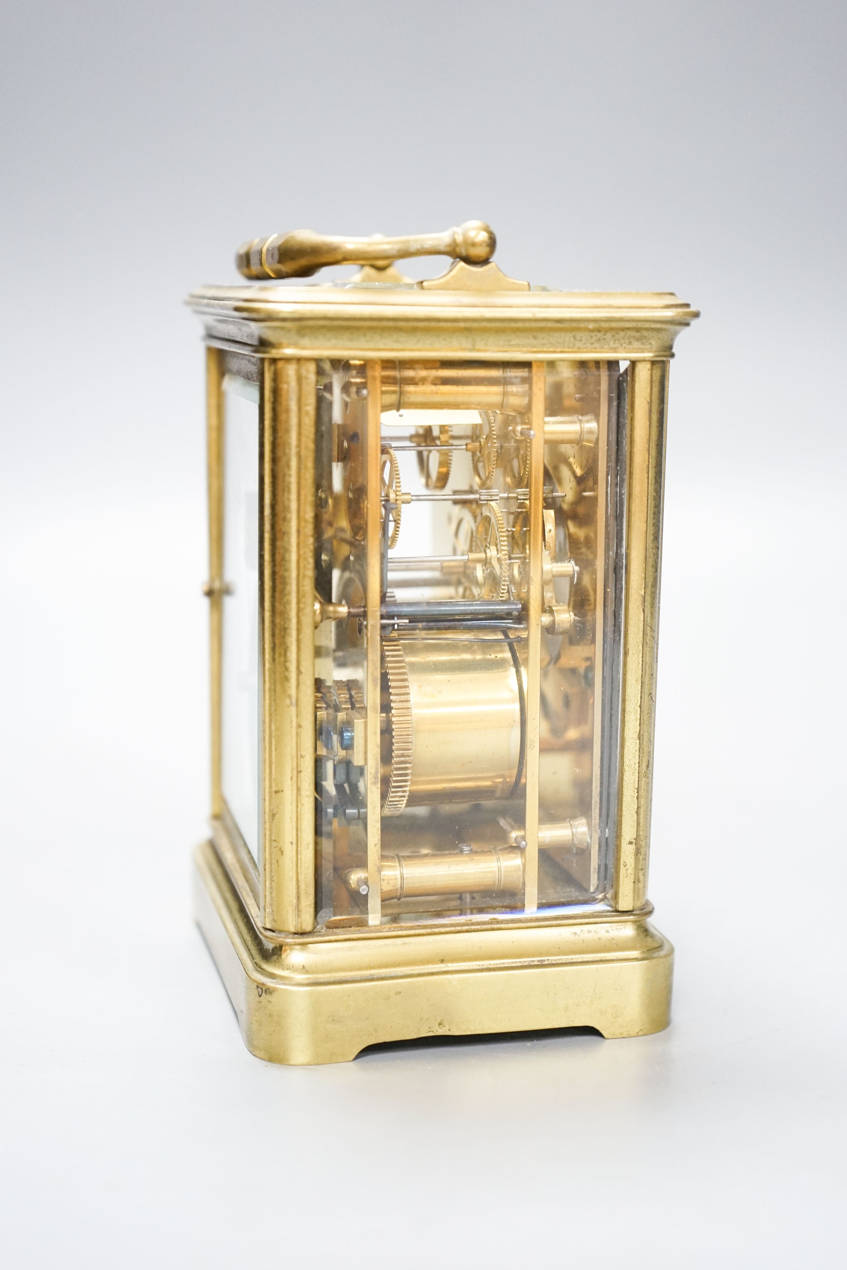 A French brass carriage clock 14cm